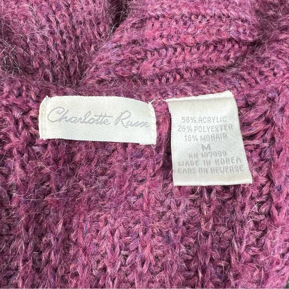 Charlotte Russe Mohair blend fuzzy deep pink cardigan size Medium - Picture 6 of 7